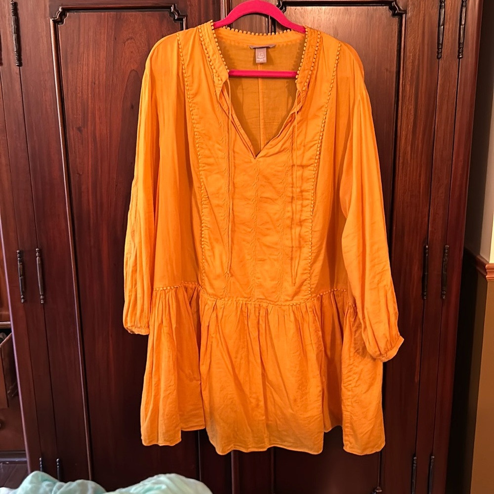 H&M 2XL mustard babydoll style dress